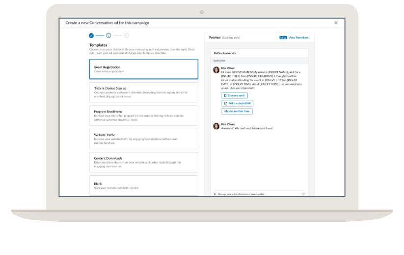 LinkedIn Conversation Ad Set Up Example